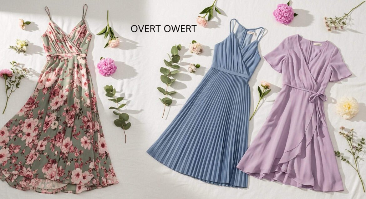 Collection of summer wedding guest dress ideas for 2026 including floral maxi, sage midi, and pastel wrap styles in outdoor garden setting